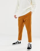 Asos Design Tapered Crop Smart Pants With Pleats In Camel - Beige