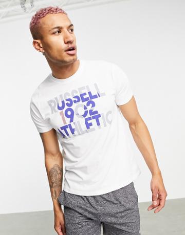 Russell Athletic Retro Logo Tshirt In White