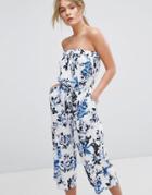 Oasis Floral Printed Beach Jumpsuit - Blue