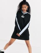 The Ragged Priest Relaxed T-shirt Dress With Front Logo And Contrast Stripe-black