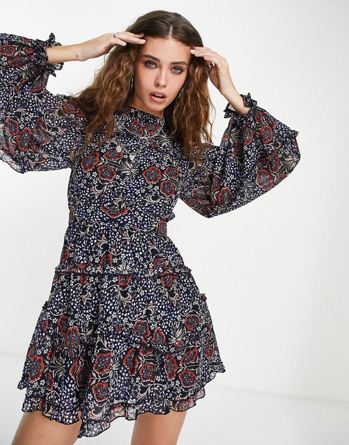 Topshop Paisley Cross Back Mini Dress In Multi