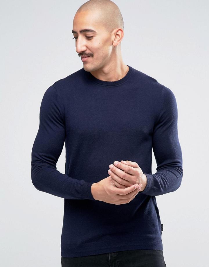 Ted Baker Cashmere Mix Crew Neck Jumper - Navy