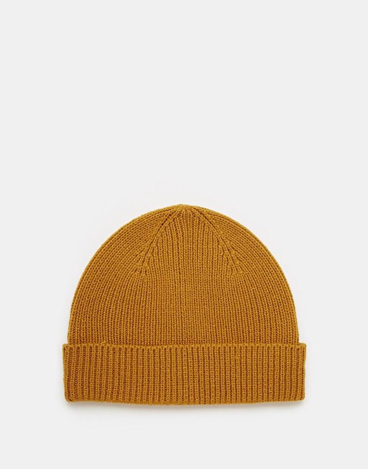Asos Mustard Fisherman Beanie Hat - Mustard