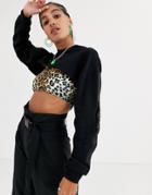 Asos Design Overboob Hoodie With Buckle And Pocket Detail-black