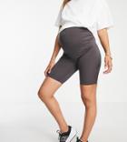 Asos 4505 Maternity Icon Booty Legging Short With Bum Sculpt Detail-gray