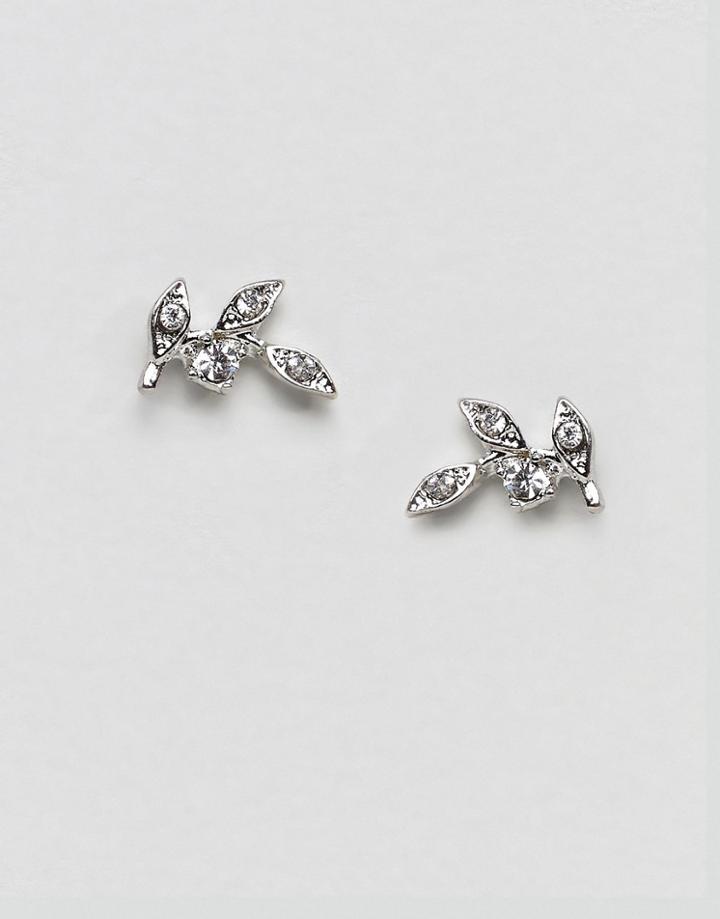 Asos Tiny Leaf Stud Earrings - Silver