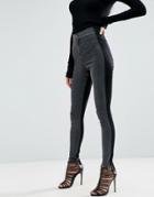 Asos Rivington High Waisted Denim Jeggings In Tonal Black And Washed Black - Black