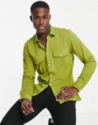 Harry Brown Soft Cotton Utility Pocket Pique Shirt-green