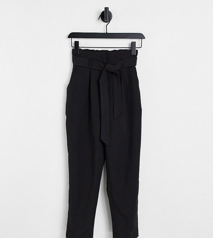 New Look Petite Tie Waist Wide Leg Pant In Black