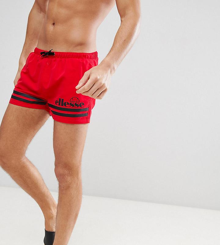 Ellesse Swims Shorts With Hem Stripe In Red - Black