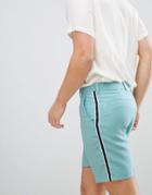 Asos Design Shorter Length Smart Shorts In Green Linen Look With Side Stripe - Green