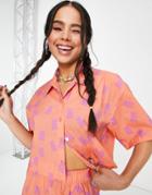 Jjxx Gummy Bears Cropped Shirt In Coral - Part Of A Set-orange