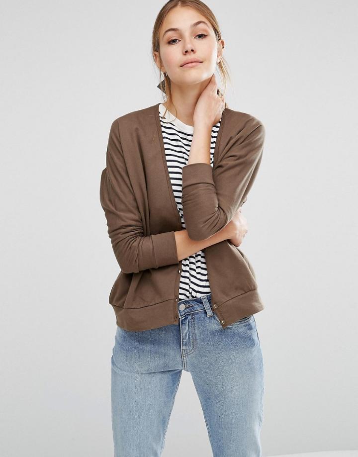 People Tree Organic Cotton Long Sleeve Batwing Jersey Cardigan - Green