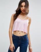 Asos The Ultimate Crop Cami With Caging Detail - Pink