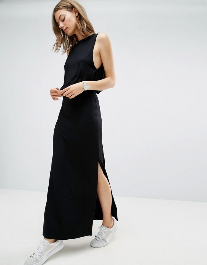 Asos Drop Armhole Casual Maxi Dress - Black