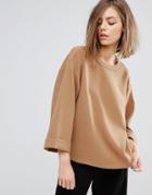 Moss Copenhagen Fluted Sleeve Sweat - Brown