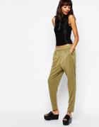 Monki Relaxed Hareem Tapered Pant - Khaki