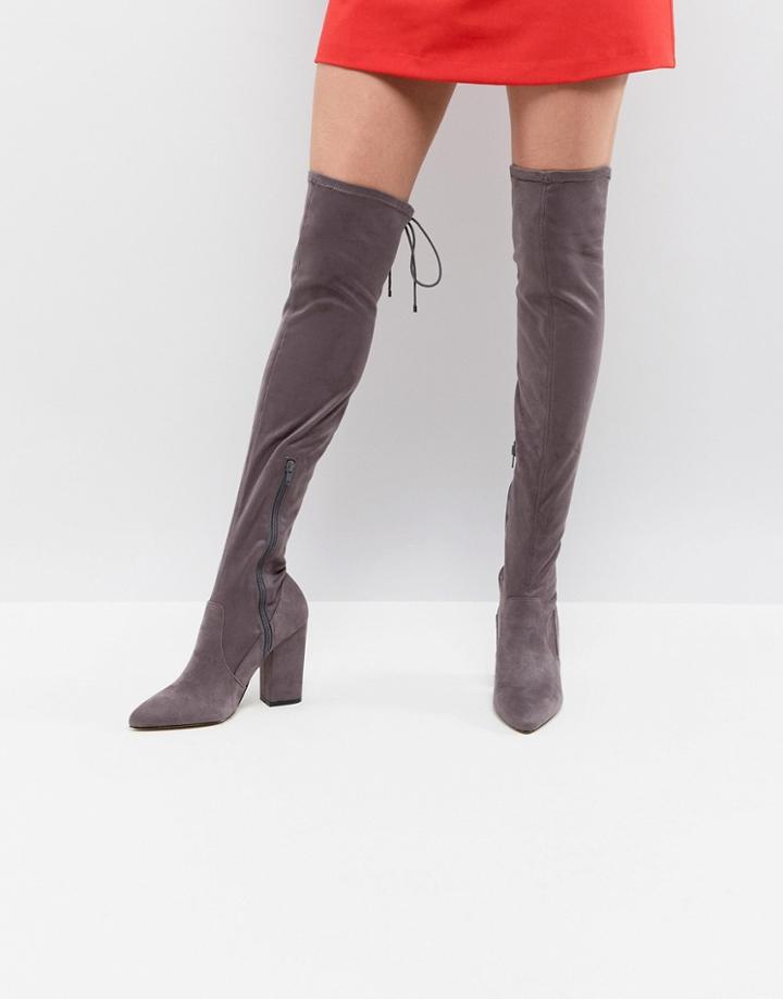 Lipsy Stretch Over The Knee Boot - Gray