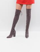 Lipsy Stretch Over The Knee Boot - Gray