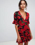 Keepsake Find You Floral Print Mini Dress - Black