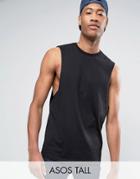 Asos Tall Sleeveless T-shirt With Dropped Armhole In Black - Black