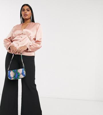 Club L London Plus Tailored Flare Pants In Black