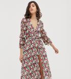 Dusty Daze Long Sleeved Midi Dress With Thigh Split In Floral - Multi