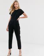 Asos Design Pleated Bodice Jumpsuit - Black