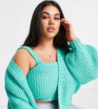 Asos Design Curve Knitted Cami In Waffle Stitch In Green - Part Of A Set
