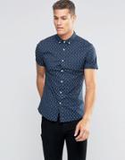 Asos Ditsy Print Shirt In Blue - Navy