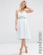 Asos Petite Debutante Dress With Embellished Trim Waist - Mint