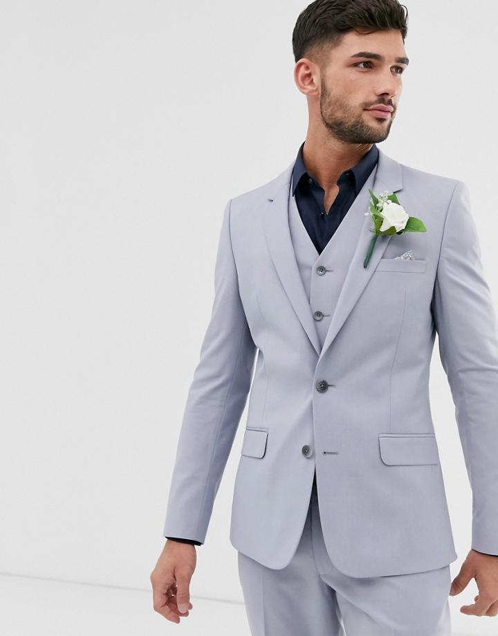 Asos Design Wedding Skinny Suit Jacket In Kentucky Blue