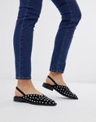 Asos Design Mapping Embellished Slingback Flat Shoes In Black