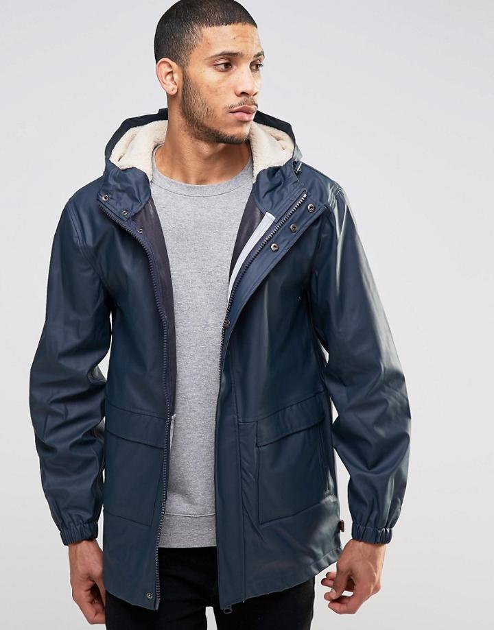 Bellfield Rain Trench With Fleece Lined Hood Jacket - Navy