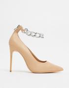 Truffle Collection Stiletto Heeled Shoe With Chunky Chain Detail-neutral
