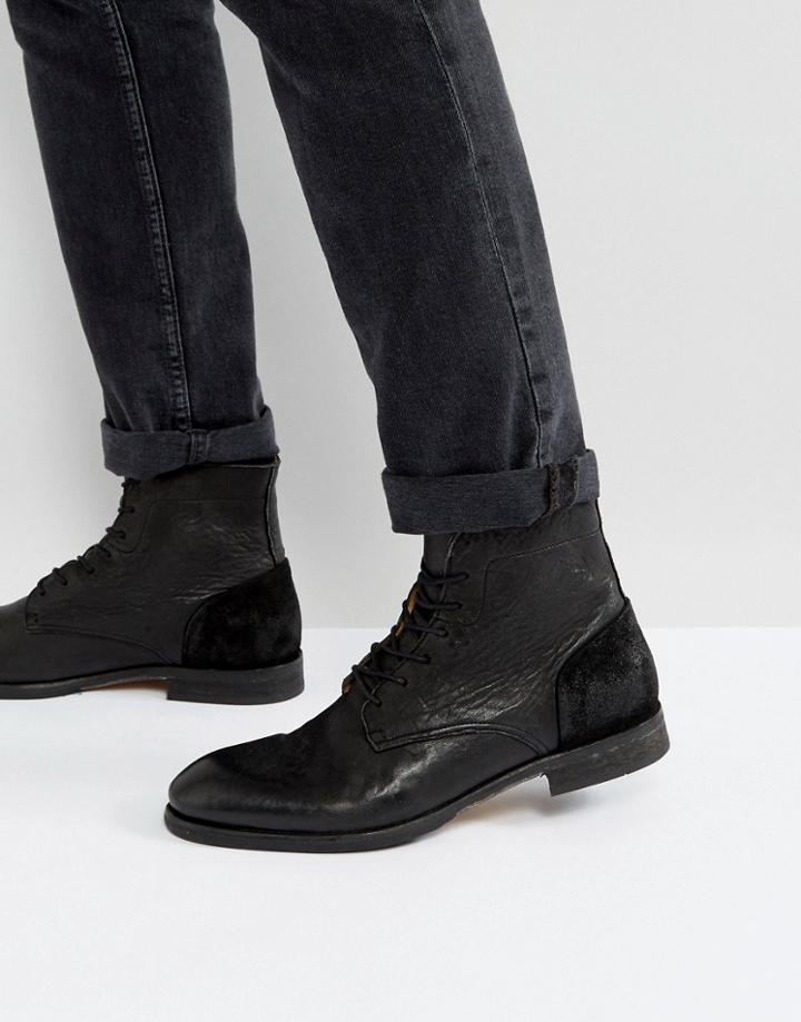 Hudson London Yoakley Leather Lace Up Boots - Black
