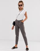 Brave Soul Miriam Tailored Pants In Check - Brown