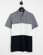 Hollister Slim Fit Polo In Gray/white/black Chest Block With Logo