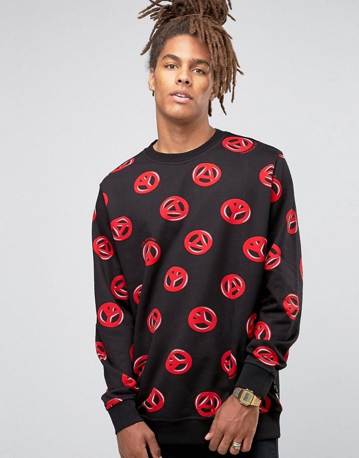 Love Moschino Peace All Over Print Sweater - Black