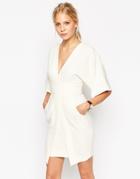 Asos Mini Asymmetric Pocket Dress With Kimono Sleeves