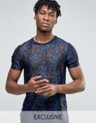 Reclaimed Vintage Lace T-shirt - Blue
