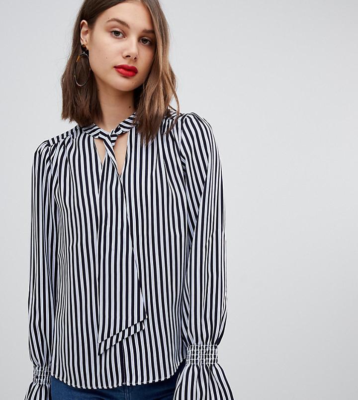 Warehouse Stripe Tie Neck Blouse - Multi