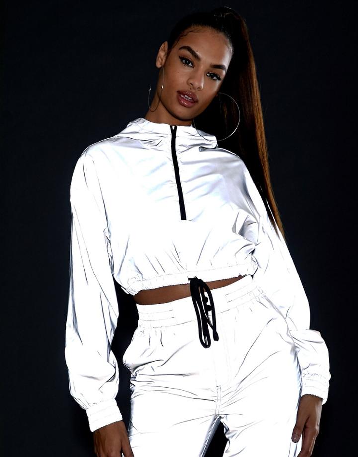 Asos Design Reflective Cropped Tracksuit Jacket