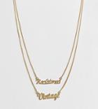 Reclaimed Vintage Inspired Multirow Logo Necklace - Gold