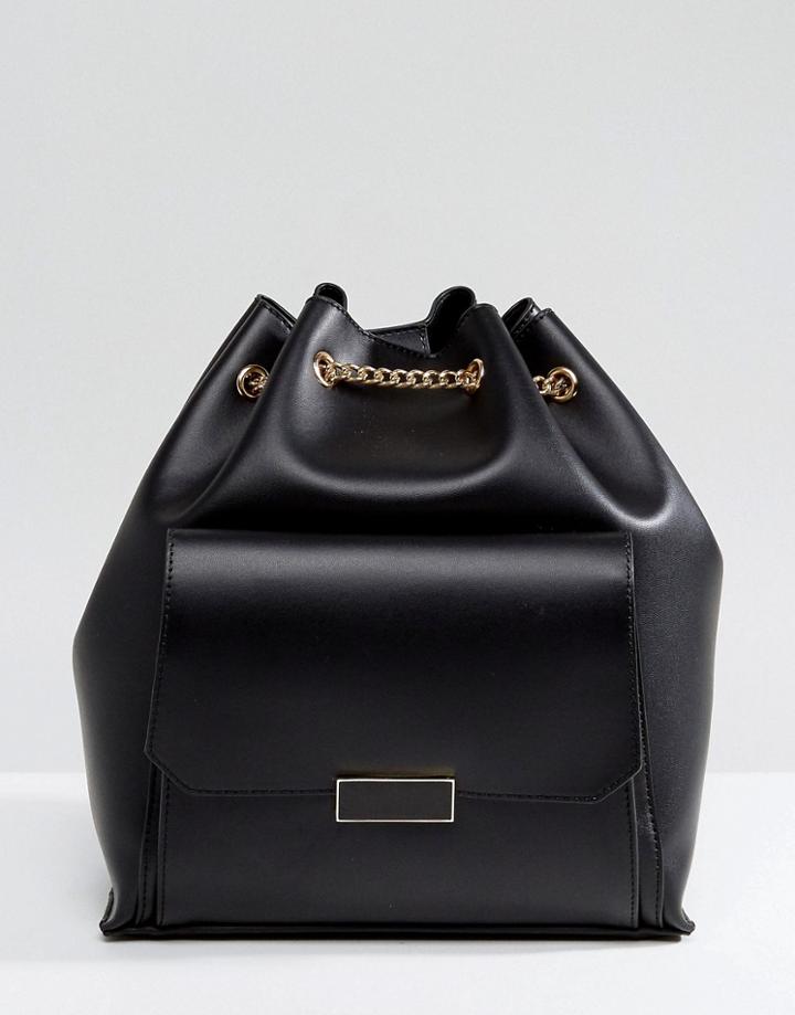 Park Lane Backpack With Chain Straps And Front Pocket - Black