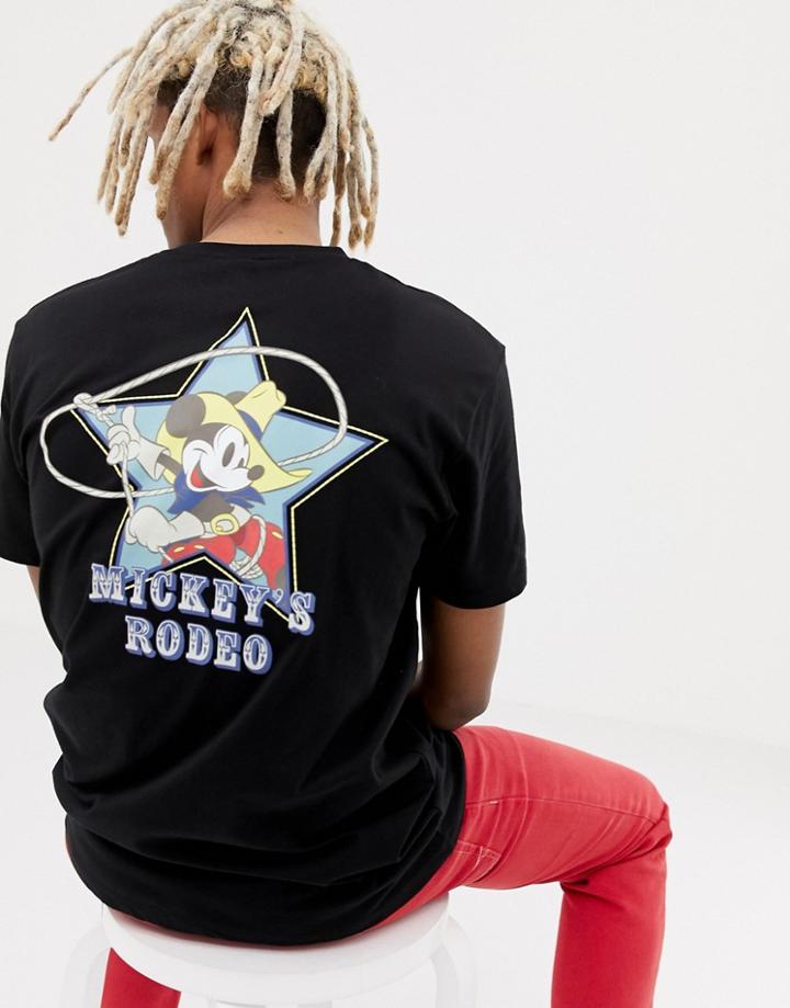 Asos Design Mickey Relaxed T-shirt With Rodeo Print - Black