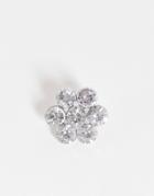 Asos Design Wedding Crystal Flower Brooch In Silver Tone