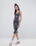 Adidas Originals Floral Print Dress - Black