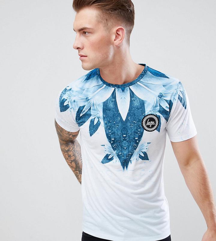 Hype T-shirt With Tropical Print In Blue Exclusive To Asos - Blue