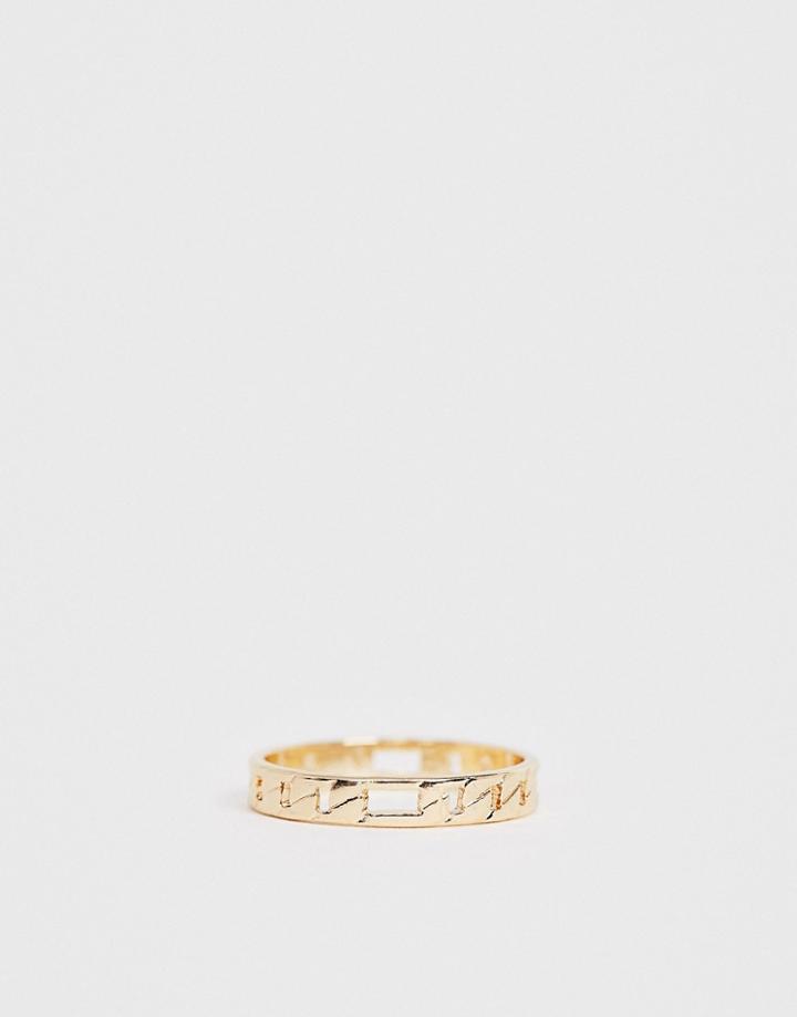 Asos Design Thumb Ring In Fine Curb Chain Design In Gold Tone